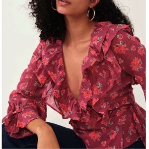 NWT Free People Wrap Floral Top XL
